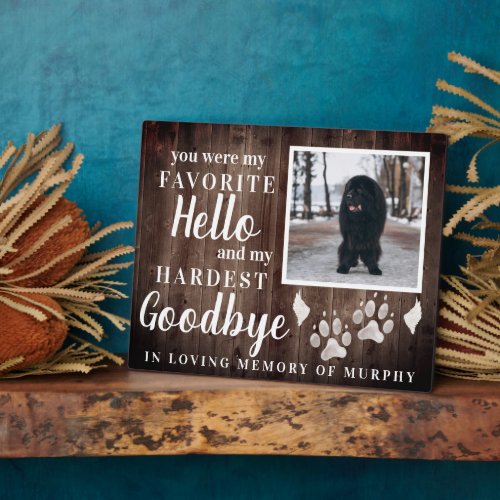 Rustic Paw Prints Personalized Pet Memorial Photo Plaque
