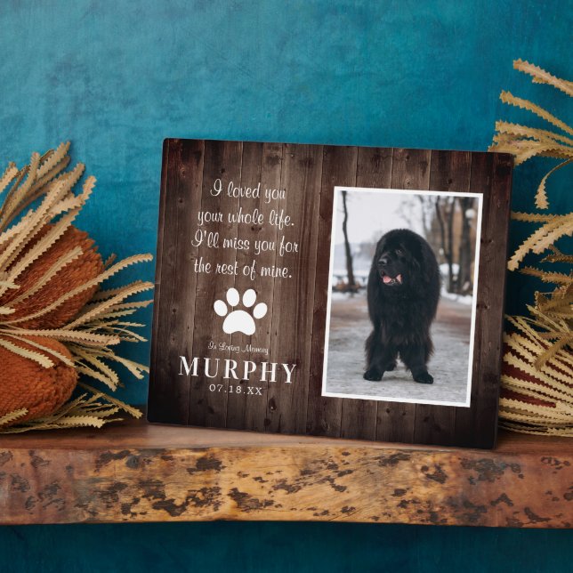Rustic Paw Prints Personalized Pet Memorial Photo  Plaque (Side)