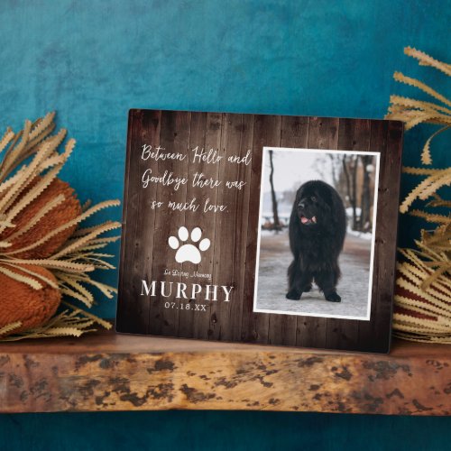 Rustic Paw Prints Personalized Pet Memorial Photo  Plaque