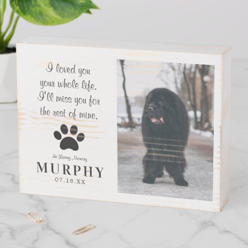 Rustic Paw Prints Personalized Pet Memorial Photo Wooden Box Sign