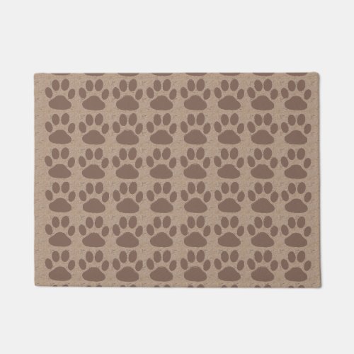 Rustic Paws Paw Print Pattern Brown Doormat