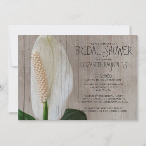 Rustic Peace Lily Bridal Shower Invitations