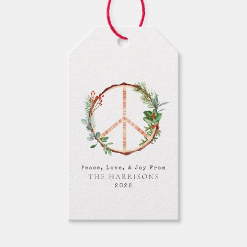 Rustic Peace Sign Christmas Gift Tags