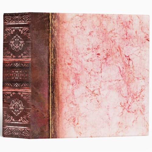 Rustic Peach and White Marble Faux Leather 3 Ring Binder