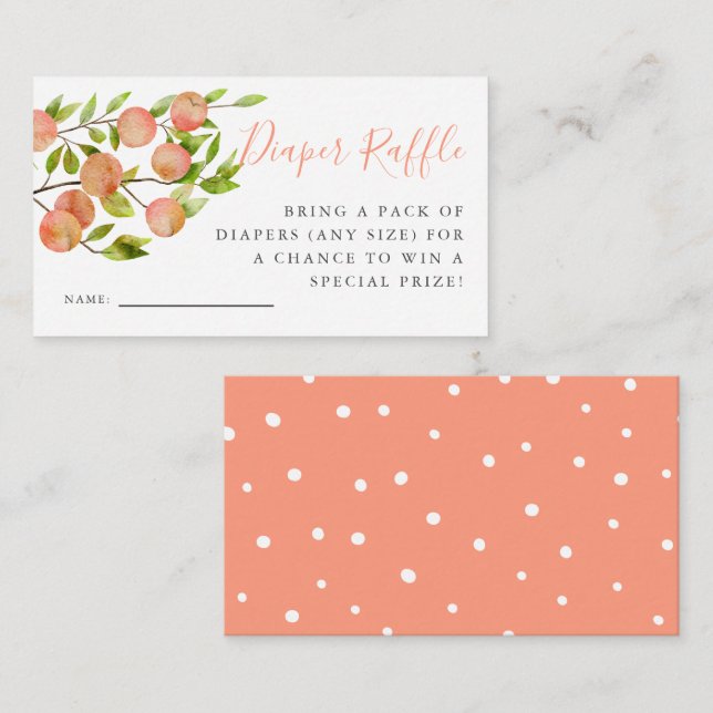 Rustic Peach Baby Shower Diaper Raffle Ticket Enclosure Card (Front/Back)