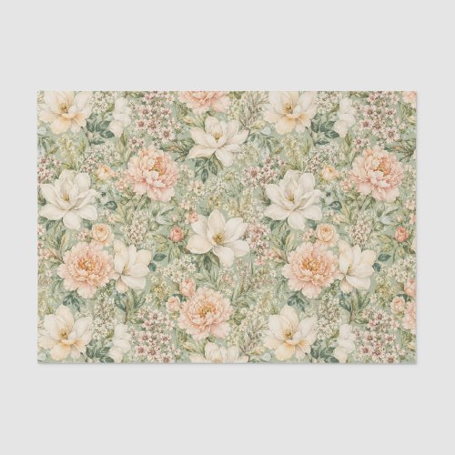 Rustic Peach & Beige Flowers Decoupage Tissue Paper