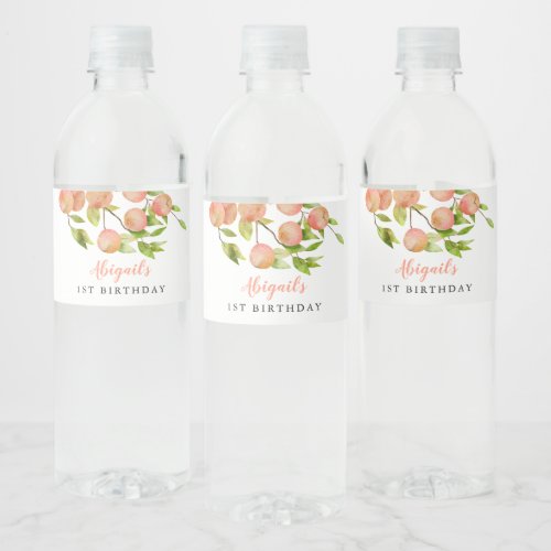 Rustic Peach Birthday Party Water Bottle Label