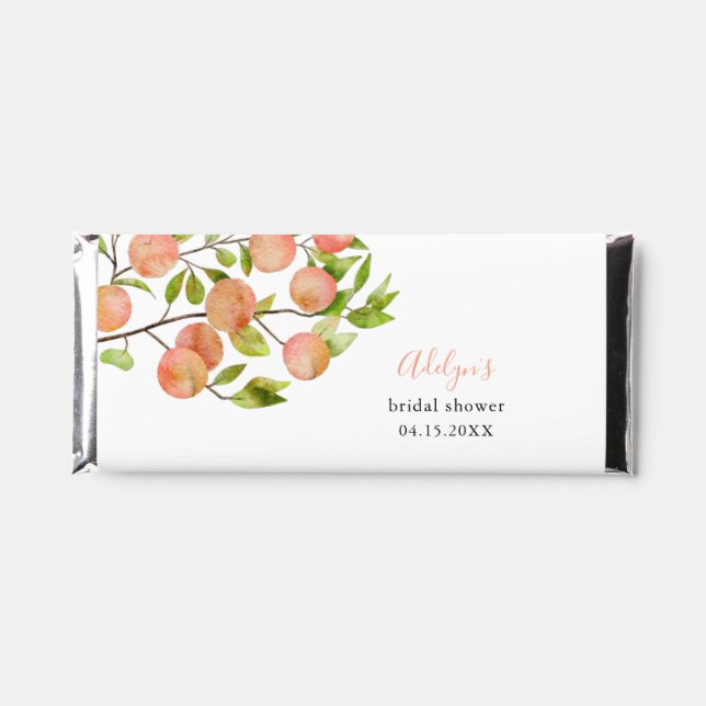 Rustic Peach Bridal Shower Hershey Bar Favors (Front)