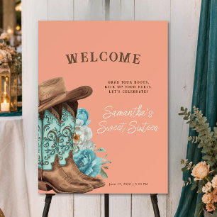 Rustic Peach Cowgirl Sweet Sixteen Birthday Foam Board