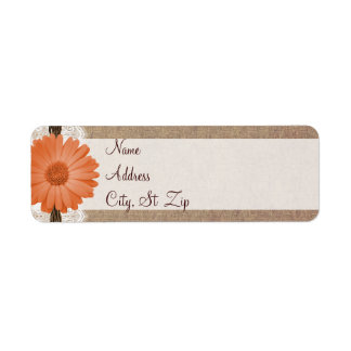Rustic Peach Daisy Flower Return Address Labels