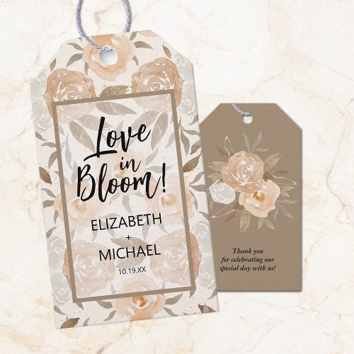 Rustic Peach Floral Love in Bloom Favor Gift Tags