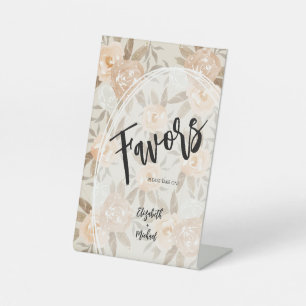 Rustic Peach Flowers FAVORS Wedding Pedestal Sign
