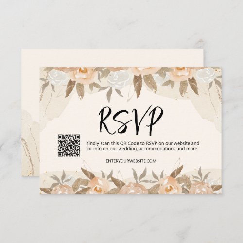 Rustic Peach Flowers Wedding RSVP Card