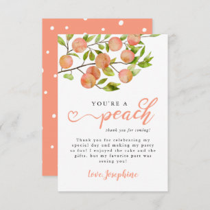 Rustic Peach Fruit Birthday Party Thank You Card