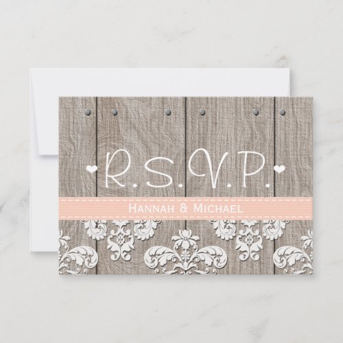 Rustic Peach Hydrangea Wedding RSVP Response Card