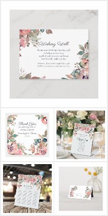 Rustic Peach Pink and Green Florals