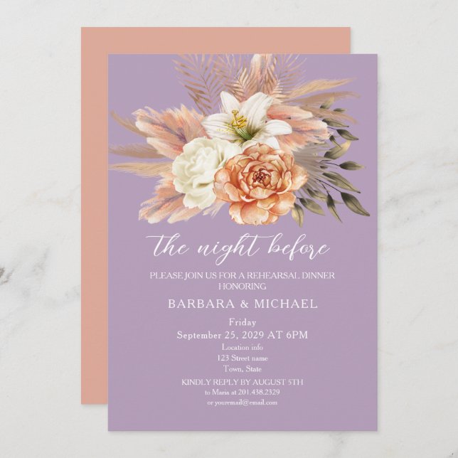 Rustic Peach Rehearsal Dinner Invite (Front/Back)