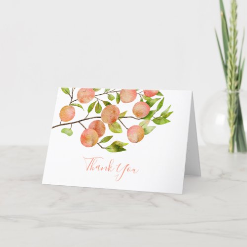 Rustic Peach Summer Bridal Shower  Thank You Card