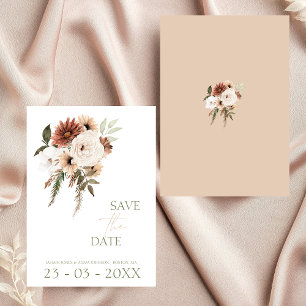 Rustic Peach Terracotta Greenery Floral Wedding Save The Date