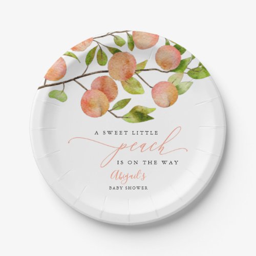 Rustic Peach Theme Baby Shower Paper Plate