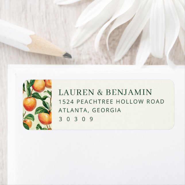 Rustic Peach Watercolor Peaches Label (Insitu)
