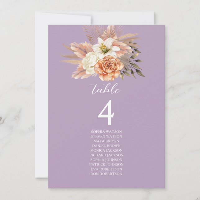 Rustic Peach Wedding Seating Chart Card (Front)