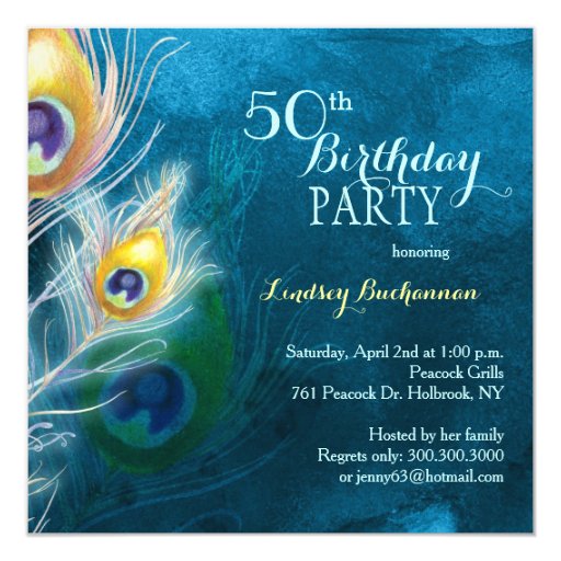 Peacock Birthday Party Invitations 2