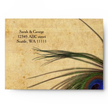 Rustic Peacock Feather enevlopes  7 ¼”  x 5 ¼” Envelope