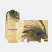 Rustic Peacock Feather wedding favor box (Unfolded)