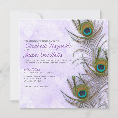 Rustic Peacock Feather Wedding Invitations