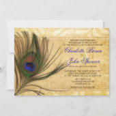 Rustic Peacock Feather wedding invitations (Front)