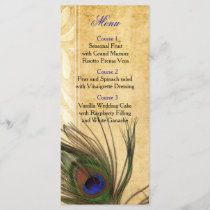 Rustic Peacock Feather wedding menu