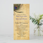 Rustic Peacock Feather wedding programs (Standing Front)