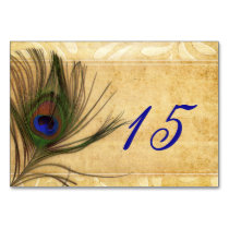Rustic Peacock Feather wedding table numbers