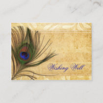 Rustic Peacock Feather wedding wishing well Enclosure Card