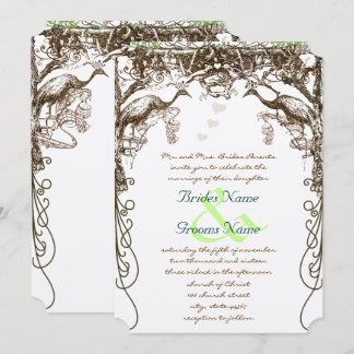 Rustic Peacock Vintage Love Birds Invitation
