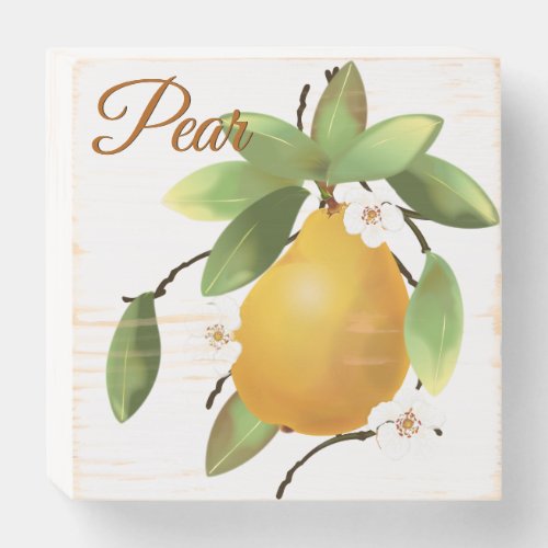 Rustic Pear Fruit Wooden Box Sign