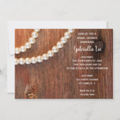 Rustic Pearls and Barn Wood Country Bridal Shower Invitation (Front)