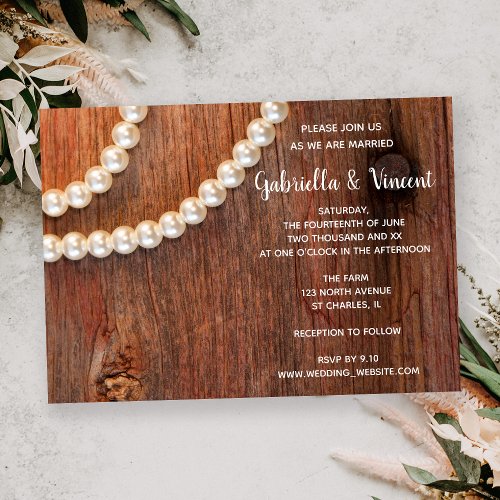 Rustic Pearls Country Wedding Invitation