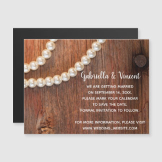 Rustic Pearls Country Barn Wedding Save the Date Magnetic Invitation