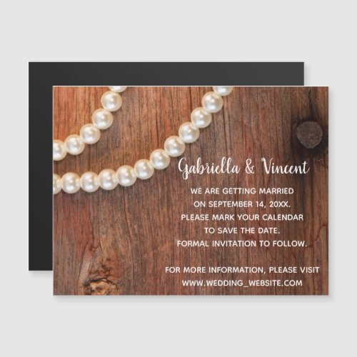 Rustic Pearls Country Barn Wedding Save the Date Magnetic Invitation