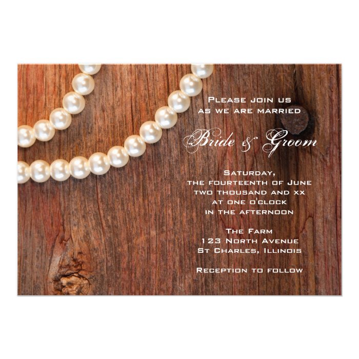 Rustic Pearls Country Wedding Invitation