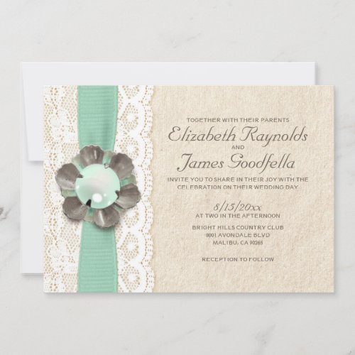 Rustic Pearls Wedding Invitations