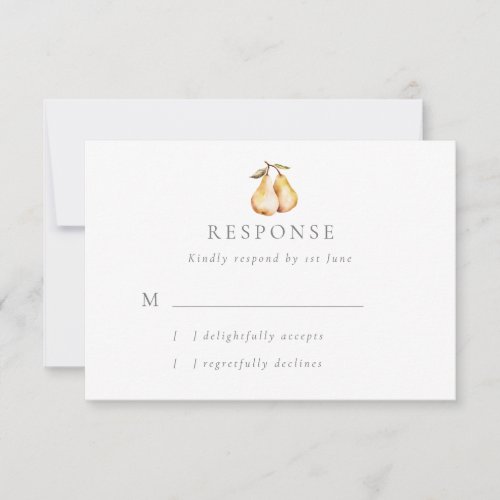 Rustic Pears Wedding RSVP Card