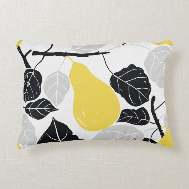Rustic Pears Yellow Black Accent Pillow (Front)
