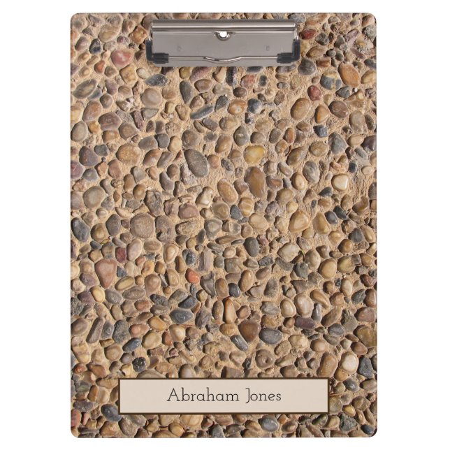 Rustic Pebble Stones Photo with Custom Text Clipboard (Front)