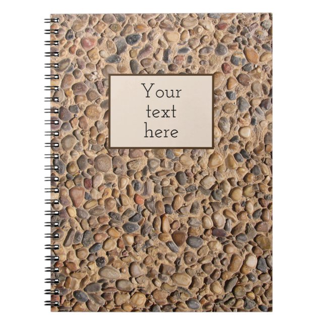 Rustic Pebble Stones Photo with Custom Text Notebook (Front)