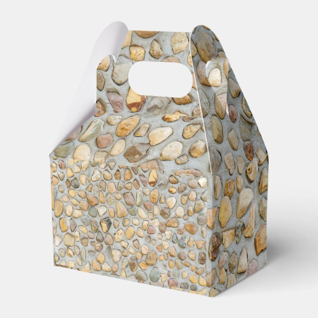 Rustic Pebblestone Wall  Favor Boxes (Front Side)