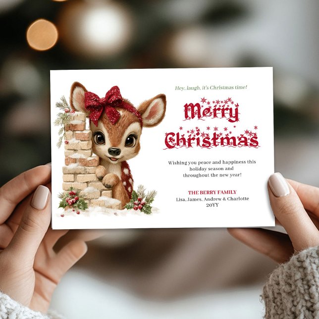 Rustic Peeking Reindeer Funny Holiday Greeting  (Rustic Peeking Reindeer Funny Holiday Greeting Card

)