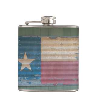 Rustic Peeling Lone Star Texas Flag Flask